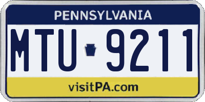 PA license plate MTU9211