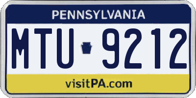 PA license plate MTU9212