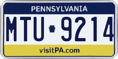 PA license plate MTU9214