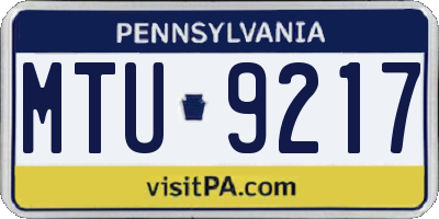 PA license plate MTU9217