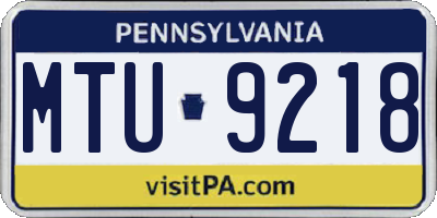 PA license plate MTU9218