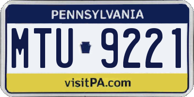 PA license plate MTU9221