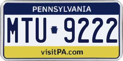 PA license plate MTU9222