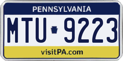 PA license plate MTU9223