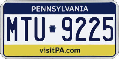 PA license plate MTU9225