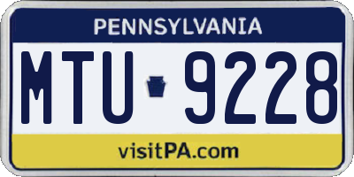 PA license plate MTU9228