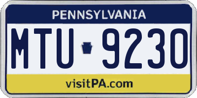 PA license plate MTU9230