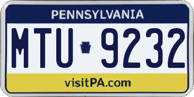 PA license plate MTU9232