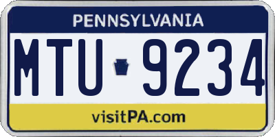 PA license plate MTU9234
