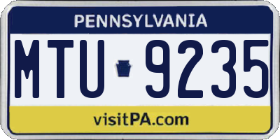 PA license plate MTU9235