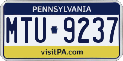 PA license plate MTU9237
