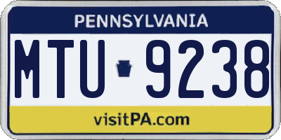 PA license plate MTU9238