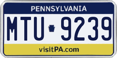 PA license plate MTU9239