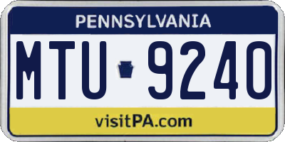 PA license plate MTU9240