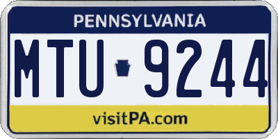 PA license plate MTU9244