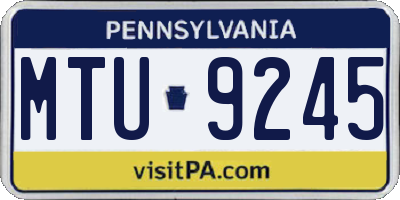 PA license plate MTU9245