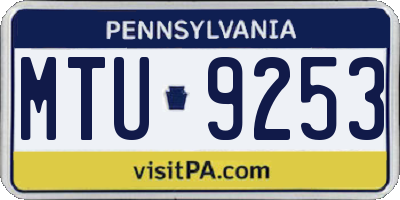 PA license plate MTU9253