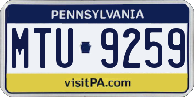 PA license plate MTU9259