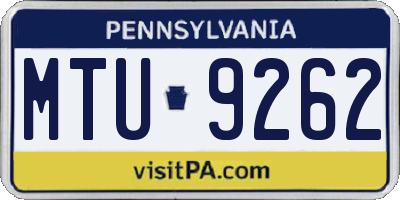PA license plate MTU9262