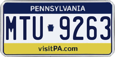 PA license plate MTU9263