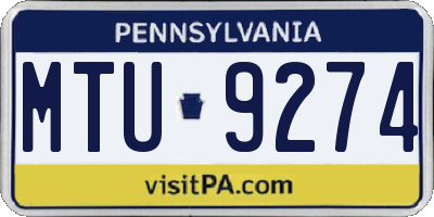 PA license plate MTU9274
