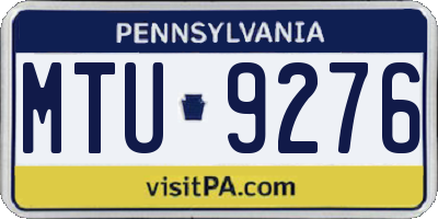 PA license plate MTU9276
