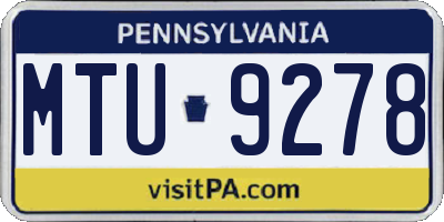 PA license plate MTU9278