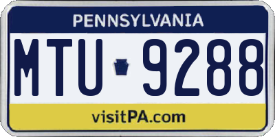 PA license plate MTU9288