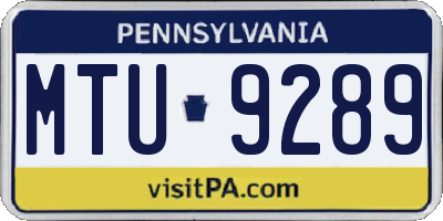 PA license plate MTU9289