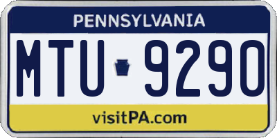 PA license plate MTU9290