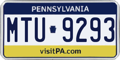 PA license plate MTU9293