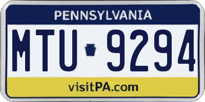 PA license plate MTU9294