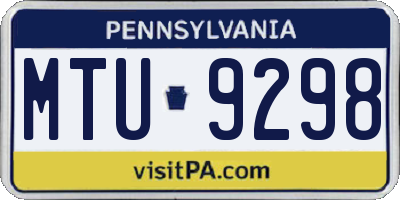 PA license plate MTU9298