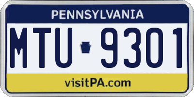 PA license plate MTU9301