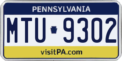PA license plate MTU9302