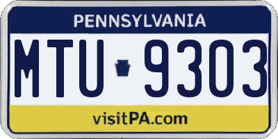 PA license plate MTU9303