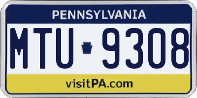 PA license plate MTU9308