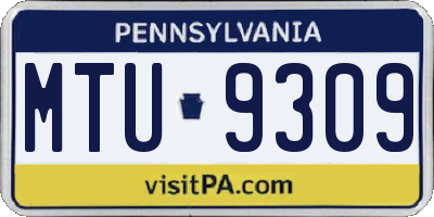 PA license plate MTU9309