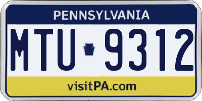 PA license plate MTU9312