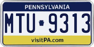 PA license plate MTU9313