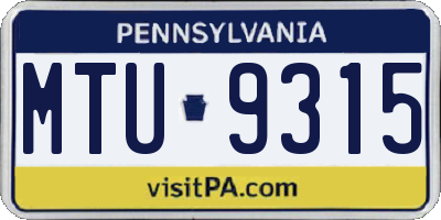 PA license plate MTU9315