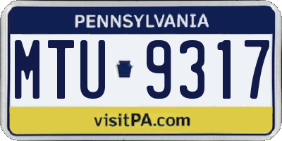 PA license plate MTU9317