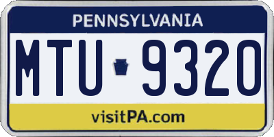 PA license plate MTU9320