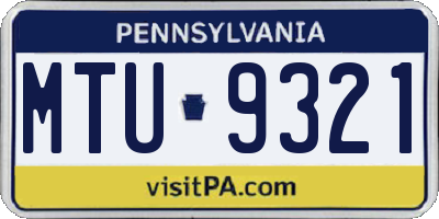 PA license plate MTU9321