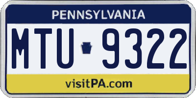 PA license plate MTU9322