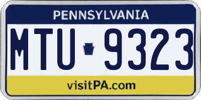 PA license plate MTU9323
