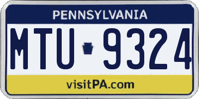PA license plate MTU9324