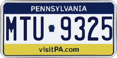 PA license plate MTU9325