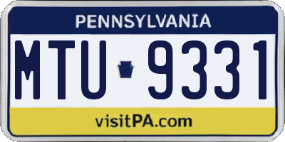 PA license plate MTU9331
