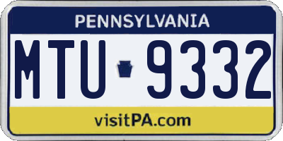 PA license plate MTU9332